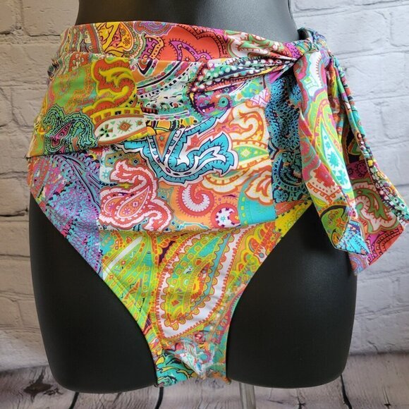 Bleu Rod Beattie Womens Bohemian Paradise High-Waist Tie Bikini Bottom - Picture 1 of 5